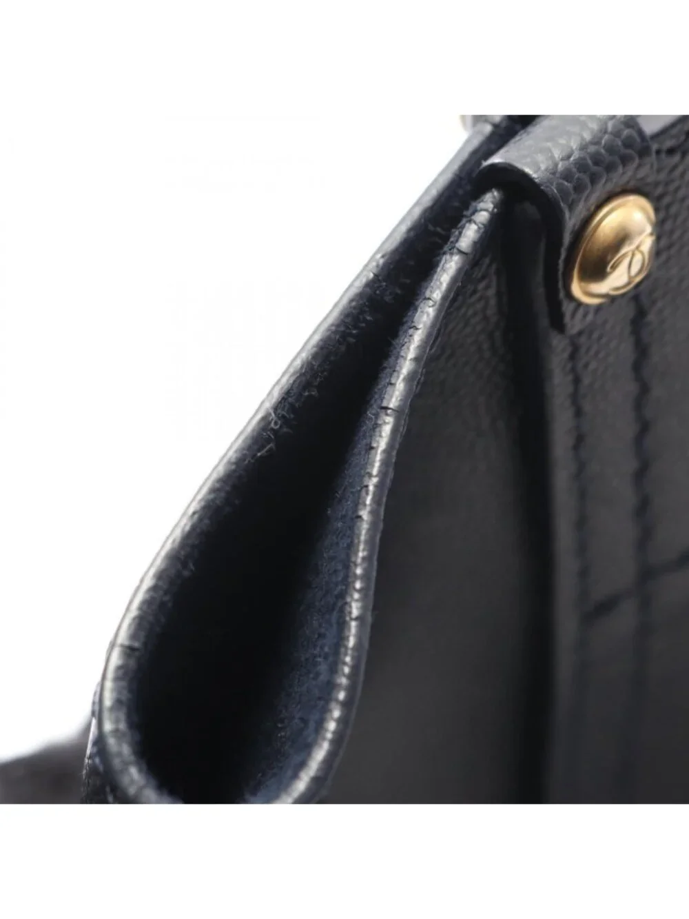 Chanel Tote Deauville Navy Leather Logo Studded - Picture 5 of 8